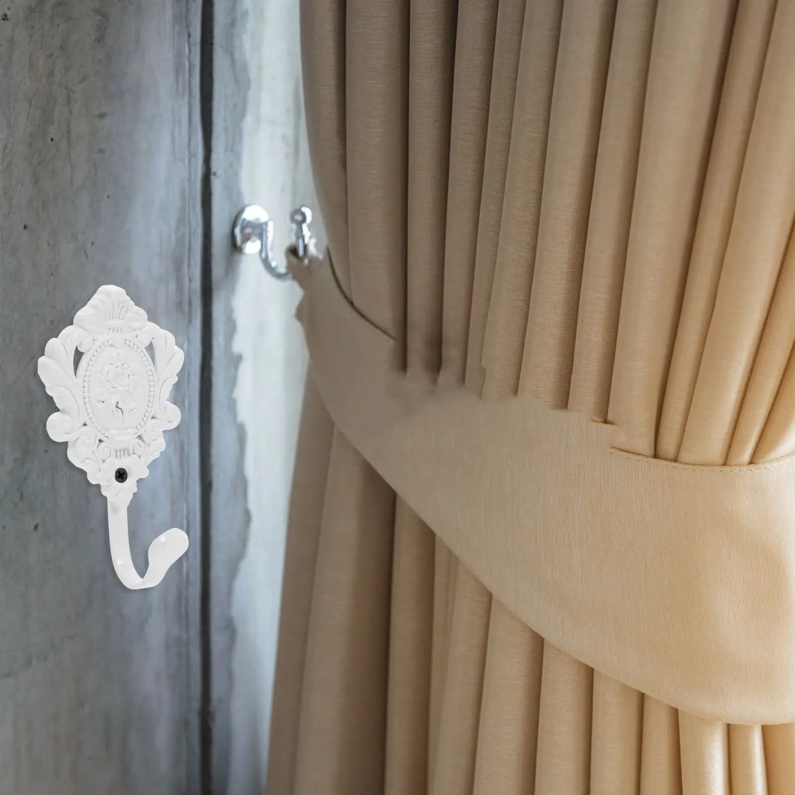 2 Pezzi Ganci per Tende in Lega di Zinco con Motivo a Rosa, Supporti Laterali per Tende, Ganci Vintage in Metallo per Drappeggi