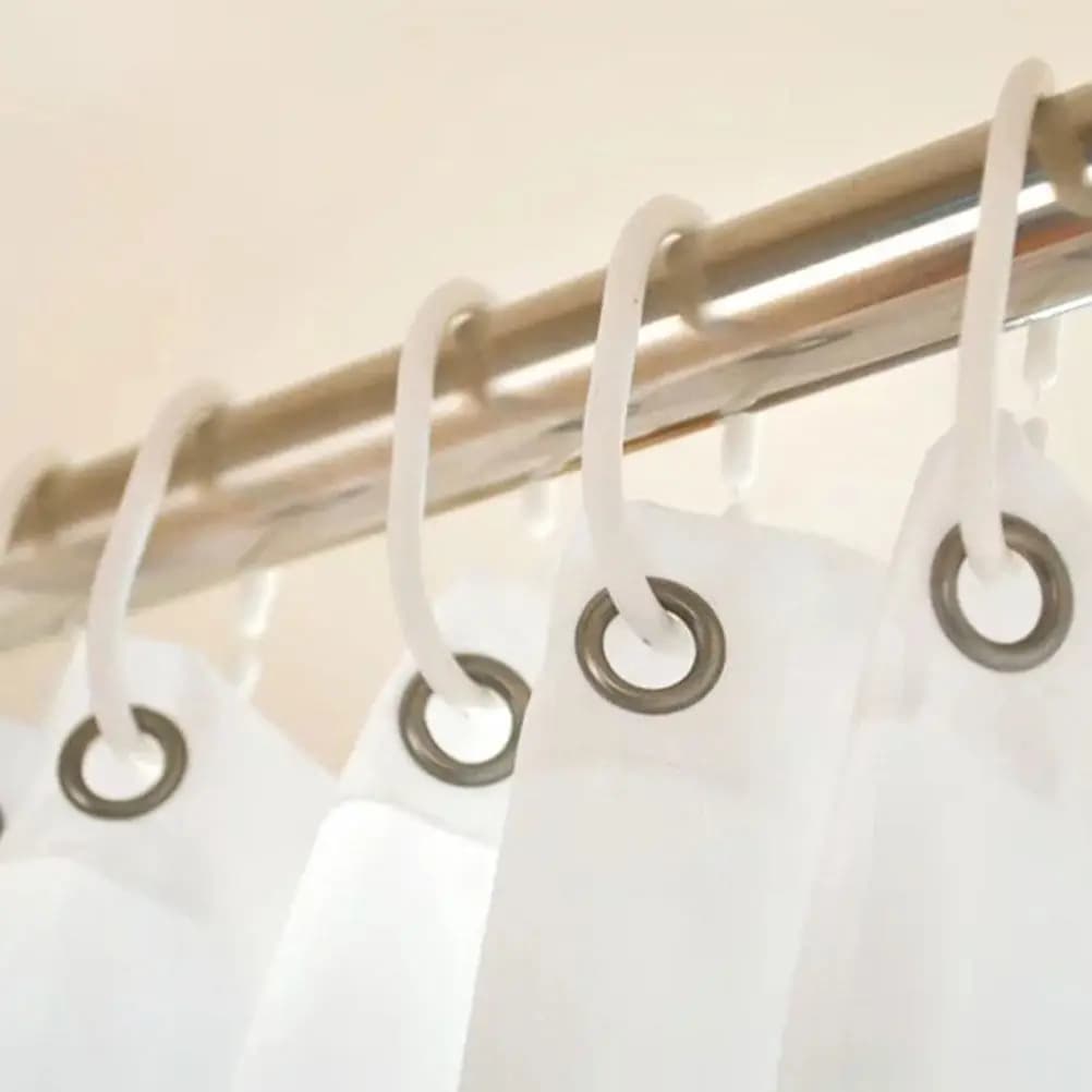 48Pcs Shower Curtain Rings Clear Plastic Hooks Functional Decorative Easy Fit for Curtain Rods Bathroom Renovation