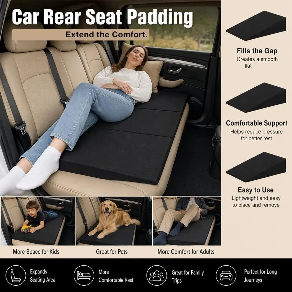 Car Rear Seat Gap Filler Cushion Universal Auto Seat Leveling Pad Portable Foam Support Mat For SUV Truck Travel Sleeping