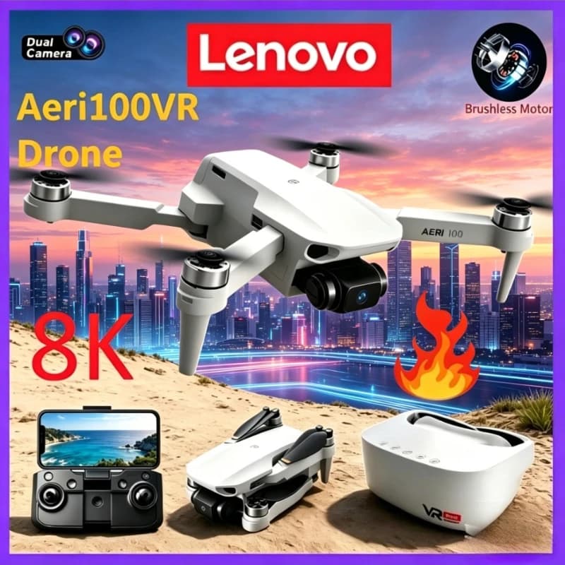 Lenovo Aeri100VR 8K Drone Professionale RC Quadricottero 4K con Telecomando con Schermo, Elicottero Giocattolo Regalo per Bambini