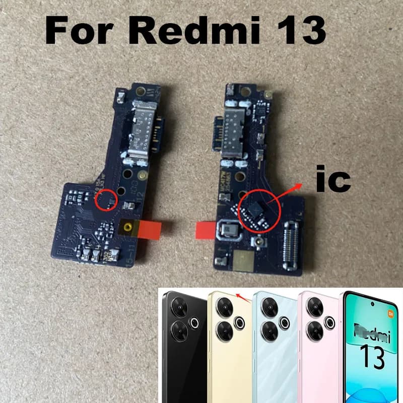 Per Xiaomi Redmi 13 porta dock di ricarica USB microfono microfono scheda connettore rapido cavo flessibile con parti di riparazione IC