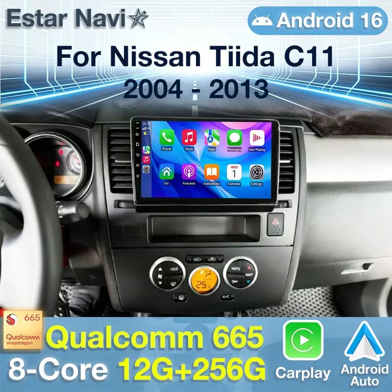 Android 16 per Nissan Tiida C11 2004 - 2013 Carplay Auto 4G+WIFI GPS Autoradio Navigazione Multimedia Video Player Stereo BT 360