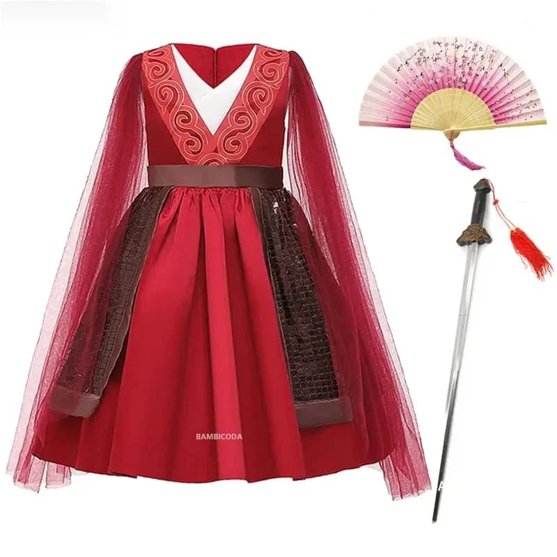 2025 Halloween Cosplay Mulan Costume Girl New Year's Girl Costume Children's Dresses Soul Cosplay Costumes Carnival Fantasy Dre