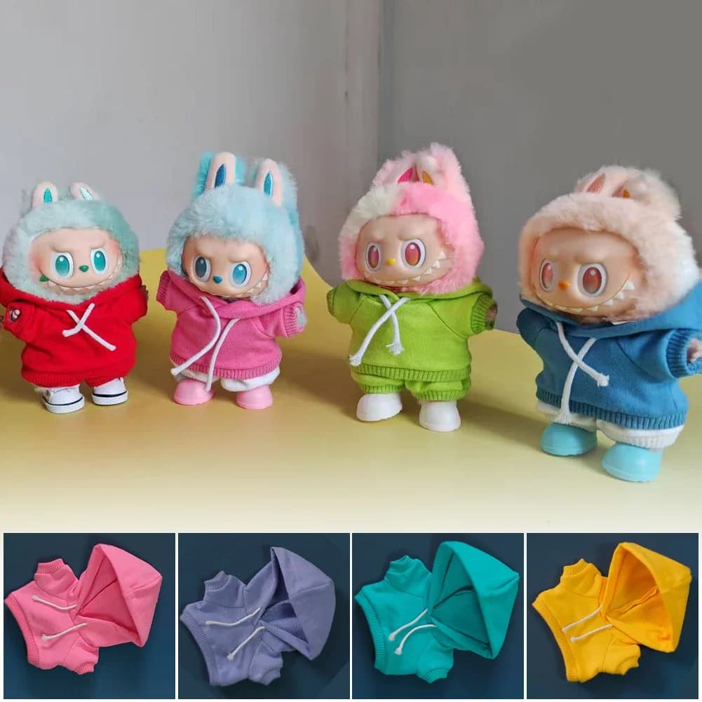 Set di felpe con cappuccio per vestiti colorati per la Corea Kpop Exo Labubu V1 V2 Idol Doll Mini peluche Doll'S Outfit Accessori Abbigliamento Regalo