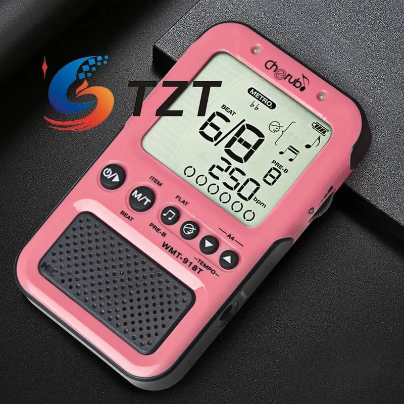 TZT Cherub WMT-918T Metronomo sintonizzatore ricaricabile 3 in 1 (nero/bianco/rosa/blu/rosa rosso) con supporto pieghevole per cuffie stereo