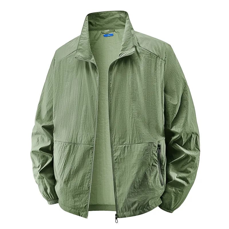 Giacca Antivento da Uomo con Protezione Solare, Giacca UV Primaverile Estiva per Esterni, Cappotto Oversize con Collo Alto per Pesca