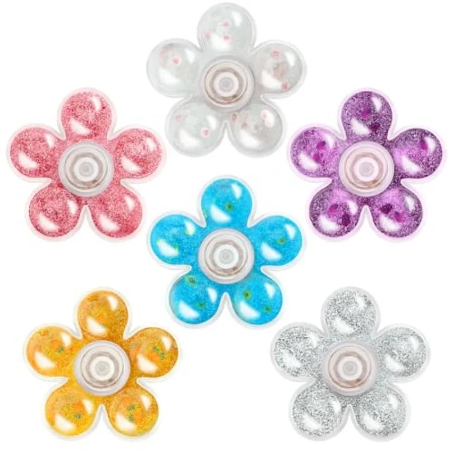 Set di 6 Fidget Spinner con Liquido Glitterato, Giocattoli Antistress per Ansia, ADHD, Autismo, Noia, Compleanni, Regali per Feste, Aula Scolastica