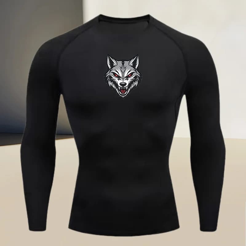 T-shirt da uomo a maniche lunghe, girocollo, sottile, sportiva, aderente, ad asciugatura rapida, adatta per bodybuilding e allenamento fisico