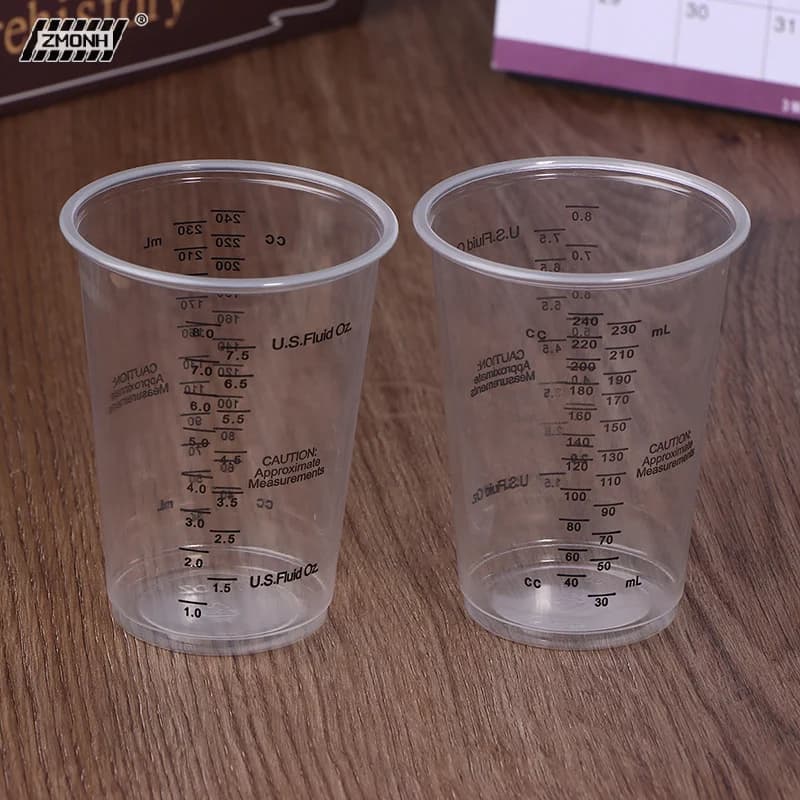 [H]10 Pezzi Bicchieri Dosatori in Plastica Monouso da 8OZ per Miscelazione Precisa di Resina e Vernice, Bicchieri in Plastica per Miscelazione di Resina Epossidica
