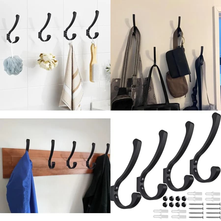 Ganci appendiabiti in metallo resistenti e grandi montati a parete per appendere cappotti, sciarpe, borse, asciugamani, chiavi, berretti, tazze e cappelli nelle entrate della camera da letto