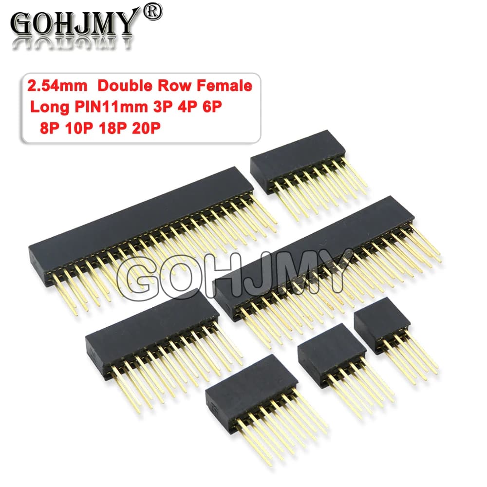 10PCS 2.54mm double row female pin 2~20PIN 11mm PCB Board Pin Header socket connector for Arduino for Raspberry PI