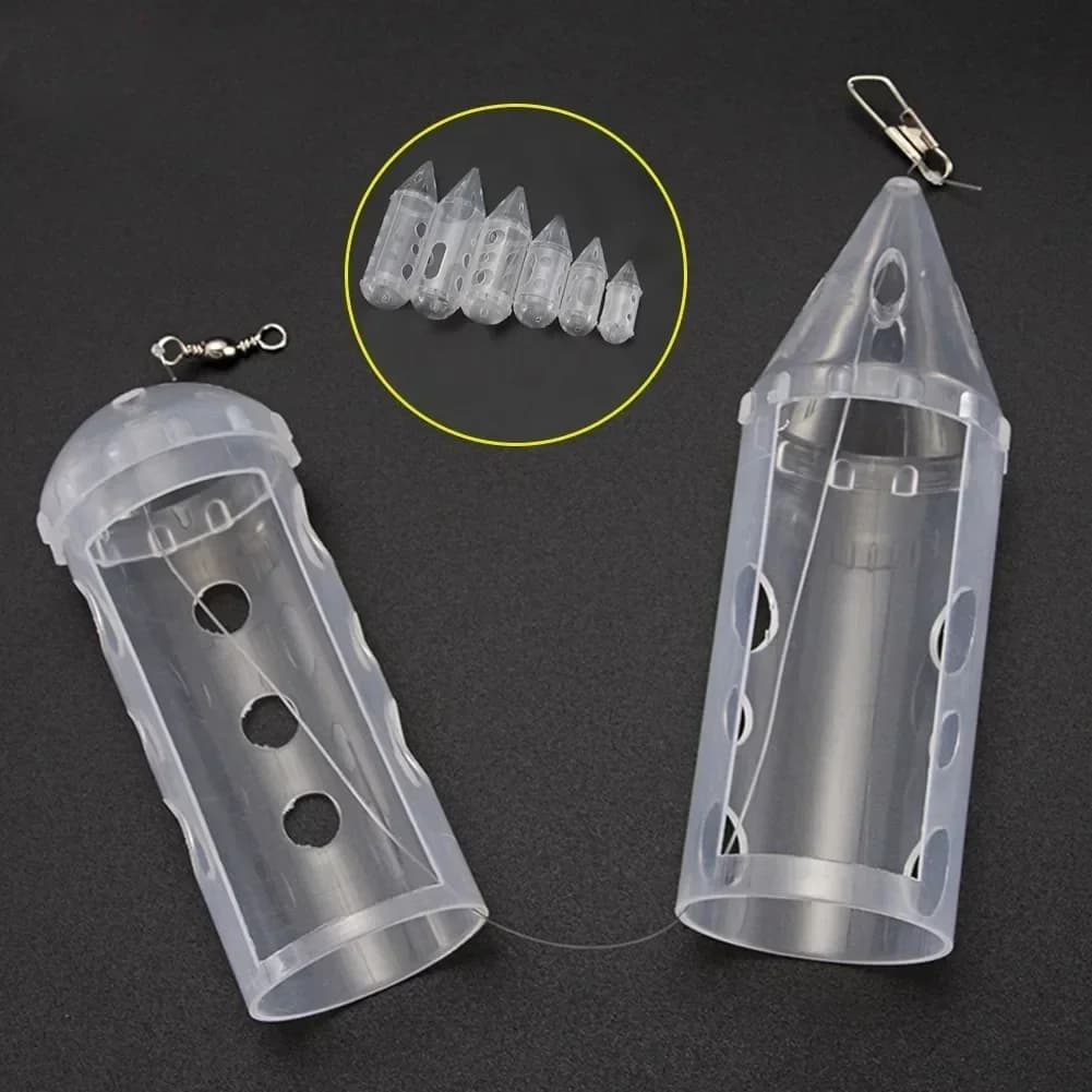 1x Fishing Feeder Clear Cap Swim Feeders For Maggot Carp/Casters/Pellets Hemp Chopped Worms Fishing Tackle Pesca Iscas Tool