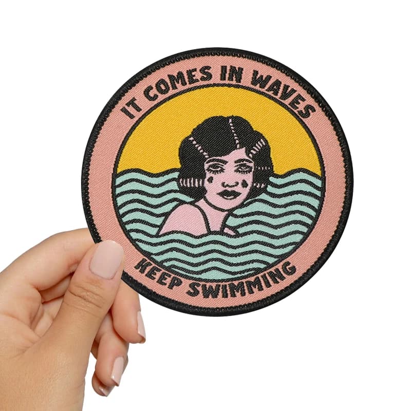 1PC Keep Swimming Girl Embroidered Patch Iron On Sew On Patches For Clothing Cap Bag Jacket DIY Gift Funny Badge Hot Adhesive