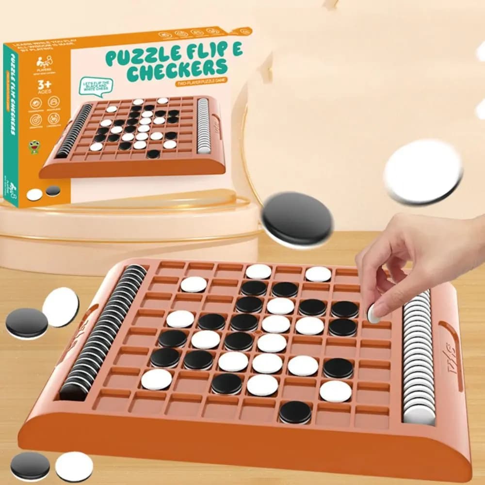 Tabletop Game Flip Black White Chess Board Parent-Child Interactive Portable Overturn Chess Funny Montessori