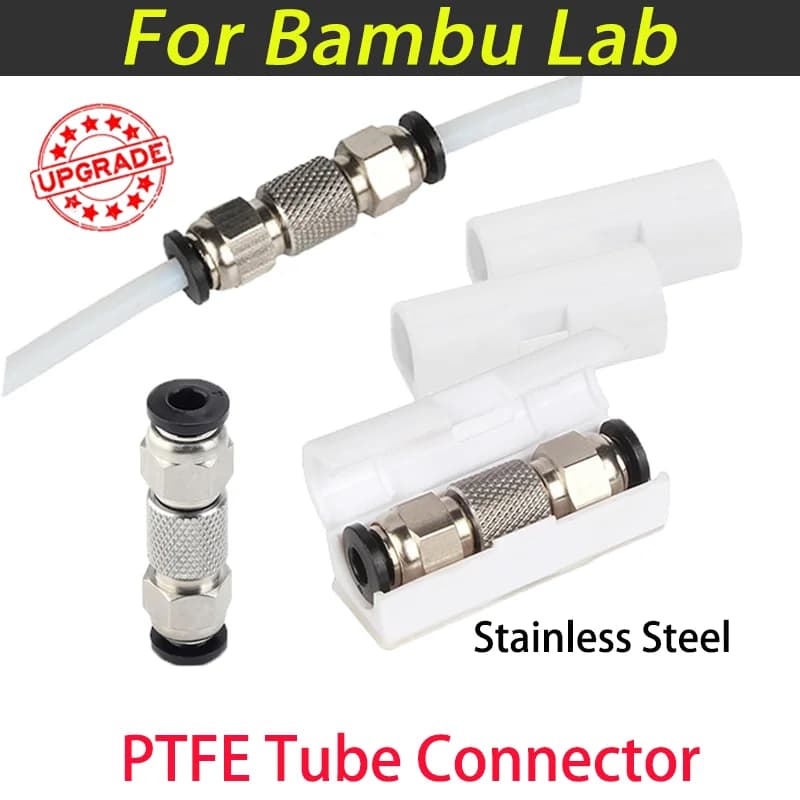 Update PTFE Stainless Steel Pipe Connector for Bambu Lab X1C X1C P1P P1S, 1/2/3 Pieces 3D Printers Tire Connectors
