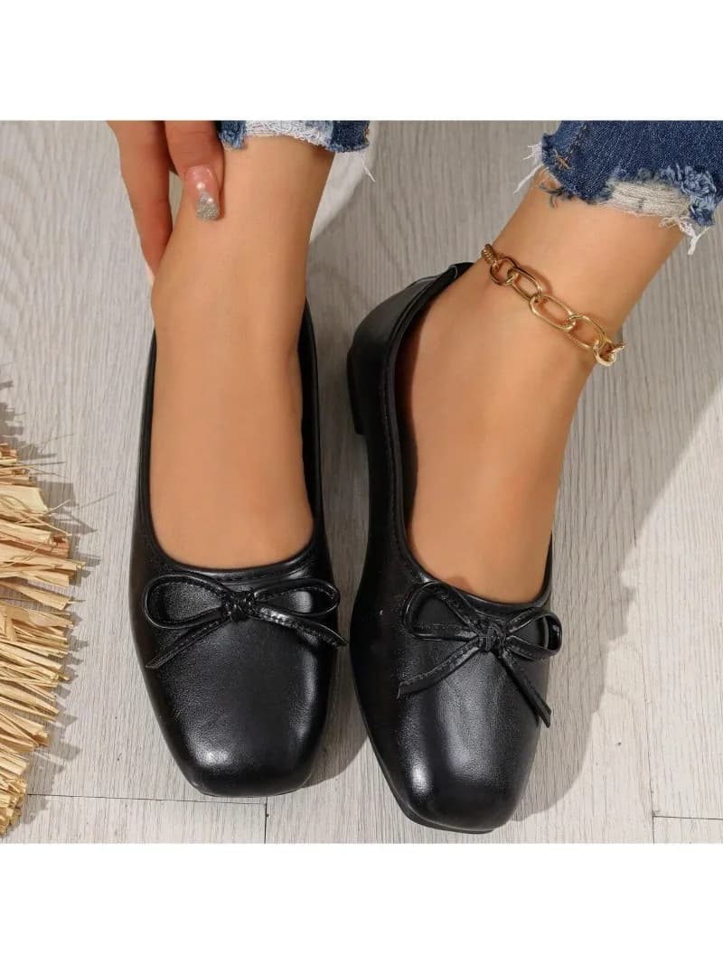 French-style soft sole women's flats,spring and autumn version, with bow, shallow mouth, genuine soft leather, versatile loafers