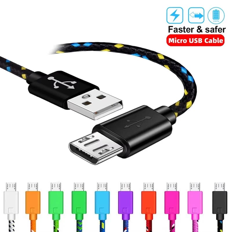 Cavo micro USB intrecciato in nylon micro USB 0,5 m-3 m Cavo di sincronizzazione dati USB per Samsung HTC LG Huawei Xiaomi Cavo telefonico Android