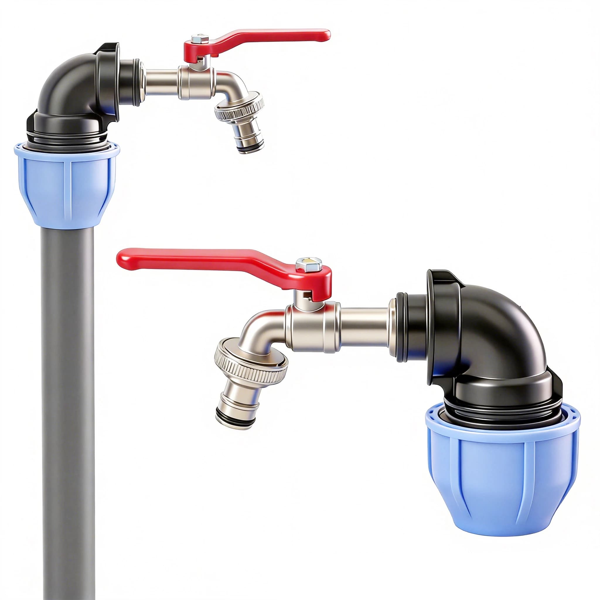 20/25/32mm PE PVC Water Pipe Valve Quick Connector, with Faucet, Hot Melt-Free Pipe Fittings, Repair Joint Connector Set