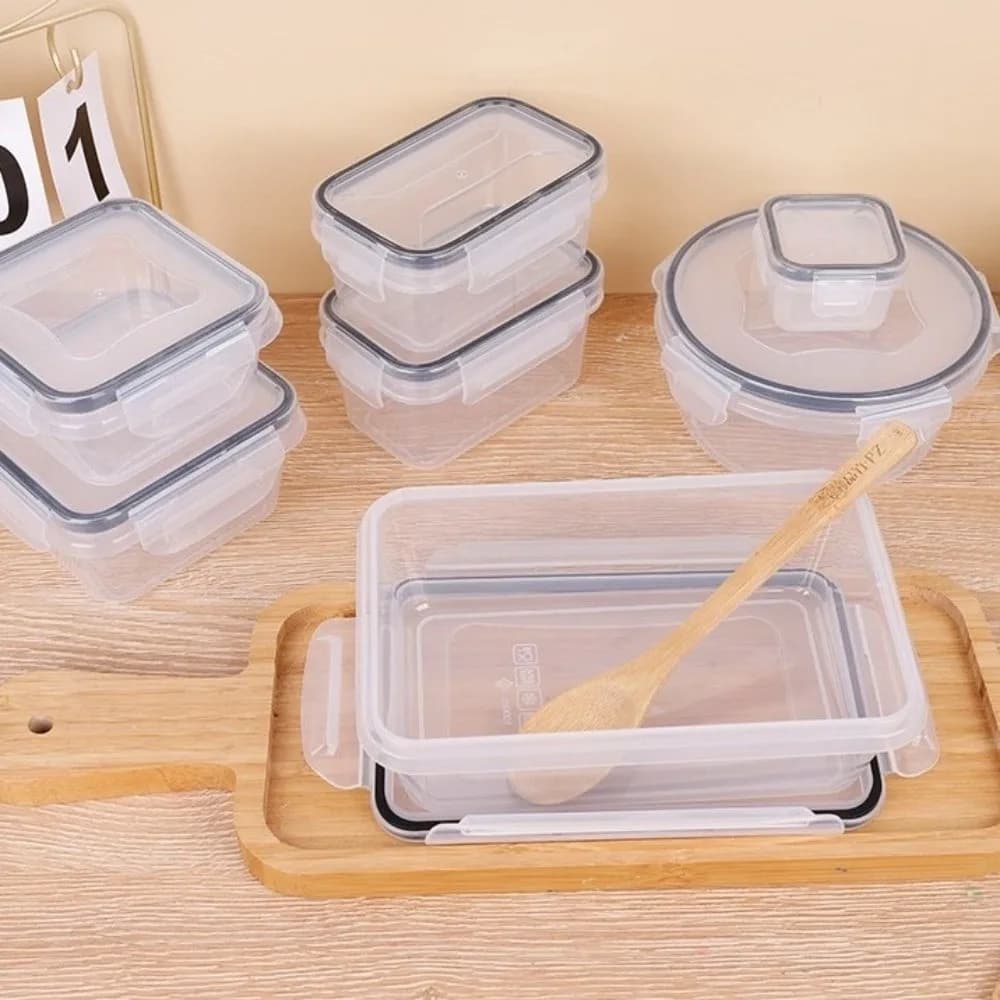 Contenitori per Alimenti Trasparenti Ermetici con Coperchi a Scatto, Contenitori Impilabili in Plastica Antiperdita per la Conservazione degli Alimenti