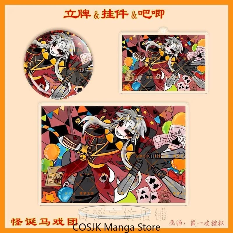 Anime Carino Personaggio The Freak Circus Olografico in Acrilico con Doppio Effetto Flash, Distintivo, Ciondolo Portachiavi a Stella, Merchandising da Collezione del Gioco