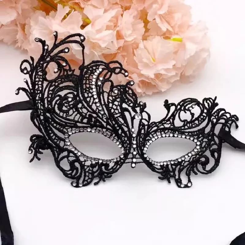 Maschera in Pizzo per Adulti per Halloween con Design Fenice in Acrilico e Diamanti Oro e Argento, Maschera Sexy da Principessa per Feste