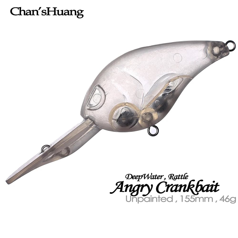 Chan'sHuang 5PCS Unpainted Blanks Bait 155MM 46G Deepwater Floating sonaglio Angry Crankbait fai da te fatto a mano artificiale richiamo di pesca