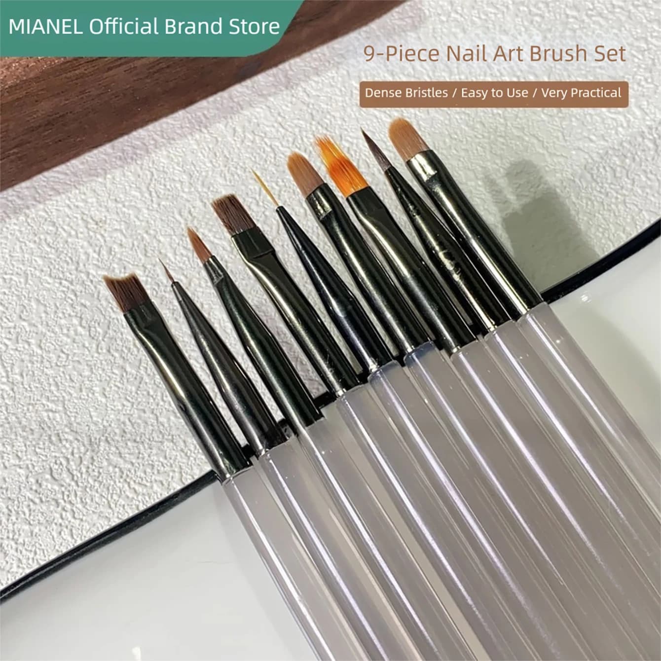 Set di 9 Pennelli per Unghie UV Gel, Penna per Pittura Fai-da-Te, Pennello per Disegno Acrilico per Nail Art, Strumento per Decorazione delle Unghie