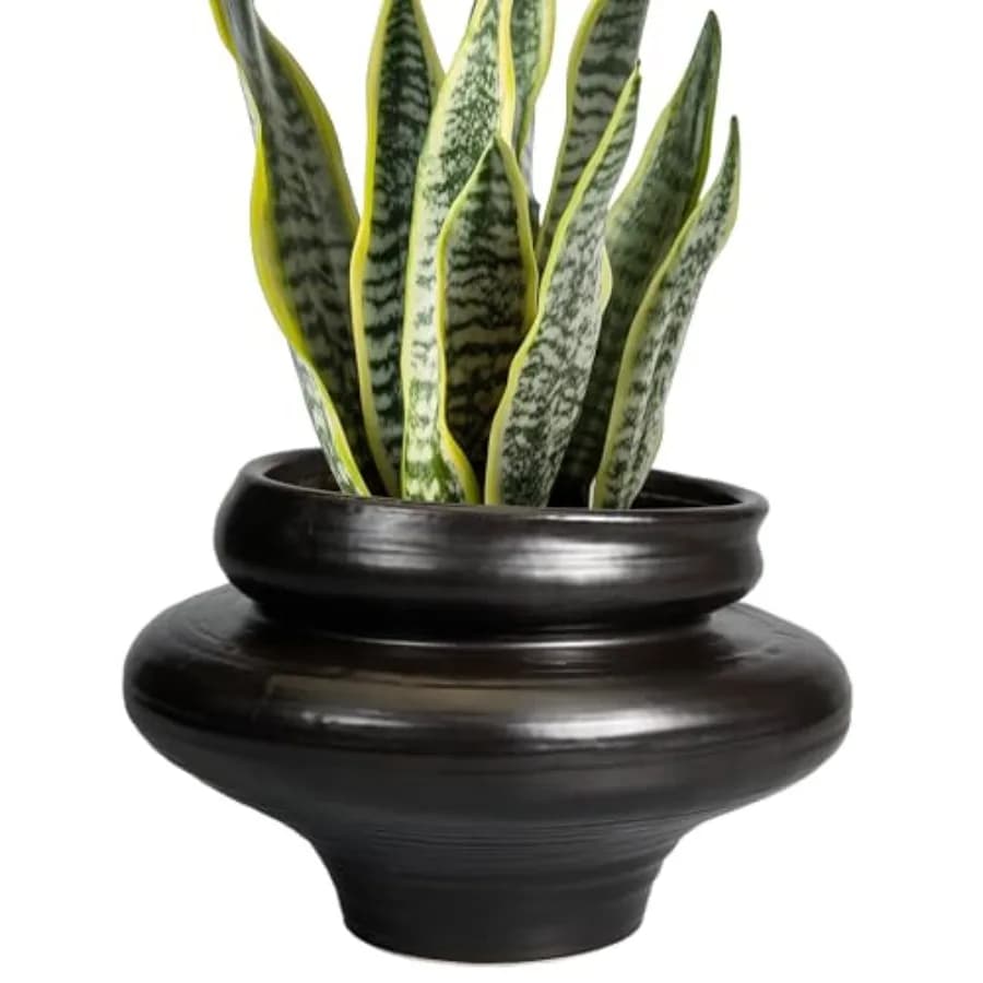 Vasi in Ceramica per Piante 11 Pollici - Fioriera per Bonsai da Esterno, Vaso Nero con Foro di Drenaggio, Vasi Decorativi per Piante