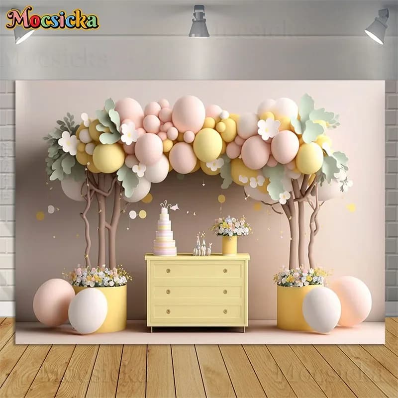 Uova di Pasqua primaverili Sfondo fotografico neonato Pianta in vaso Fiori Oggetti di scena decorativi Fondali per baby shower per bambini Studio fotografico