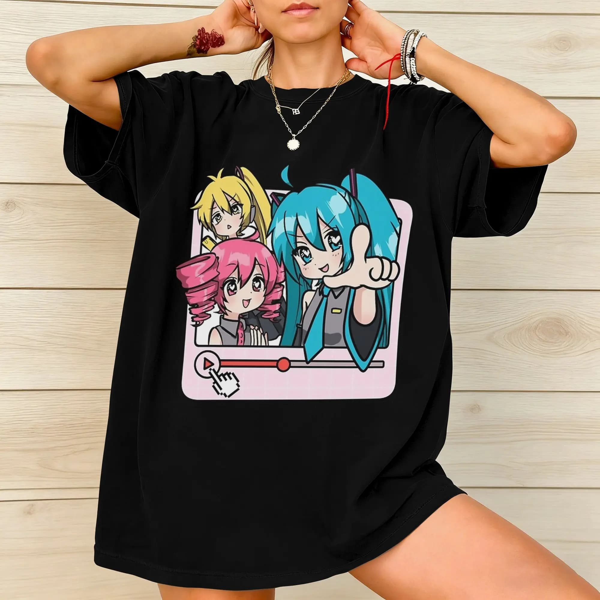 T-shirt lavata Triple Baka Kasane Teto Akita Neru VOCALOID, T-shirt streetwear Hatsune Miku, top da donna Harajuku