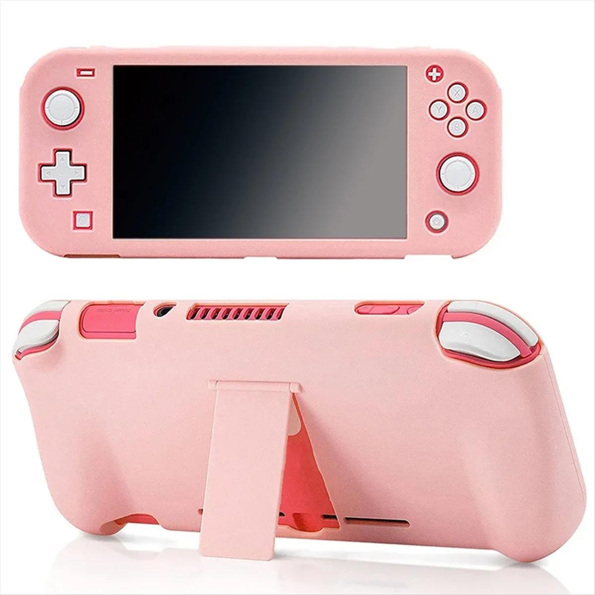 Custodia protettiva rosa per Nintendo Switch Lite con custodia rigida con cavalletto per console di giochi Nintendo Switch Lite con supporto XT
