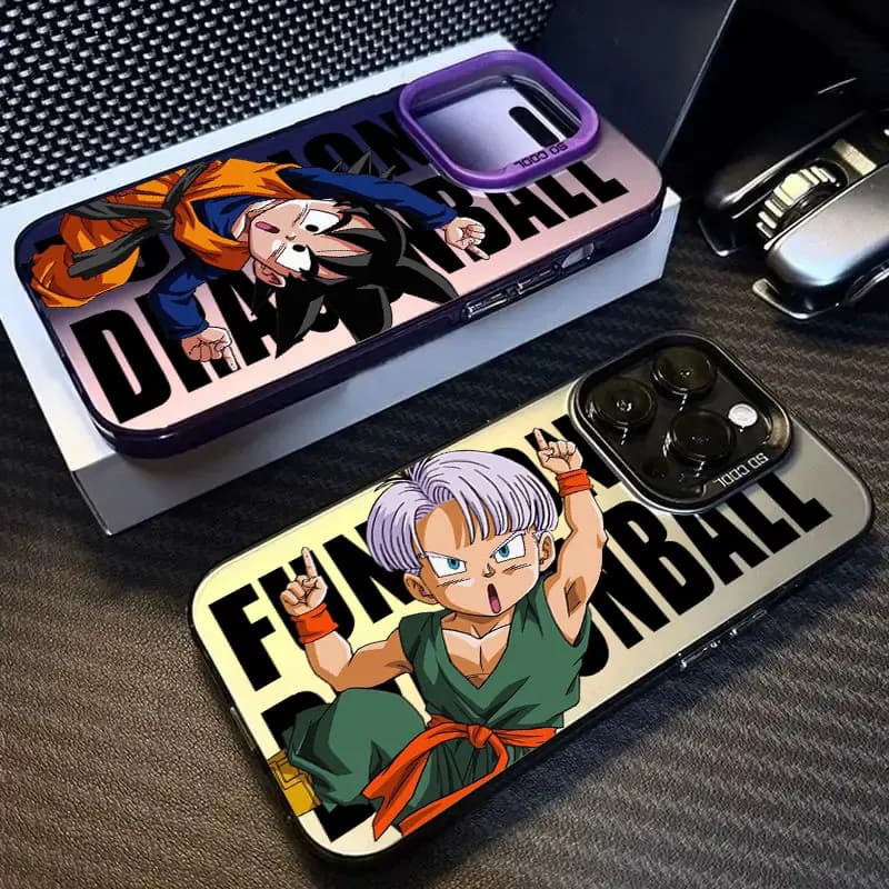 Cover Anti-Caduta per iPhone 17, 17e, 16e, 16, 15, 14, 13, 12, 11 mini, Pro, Max, Air, Plus - Anime Dragon Ball Z Goku & Trunks