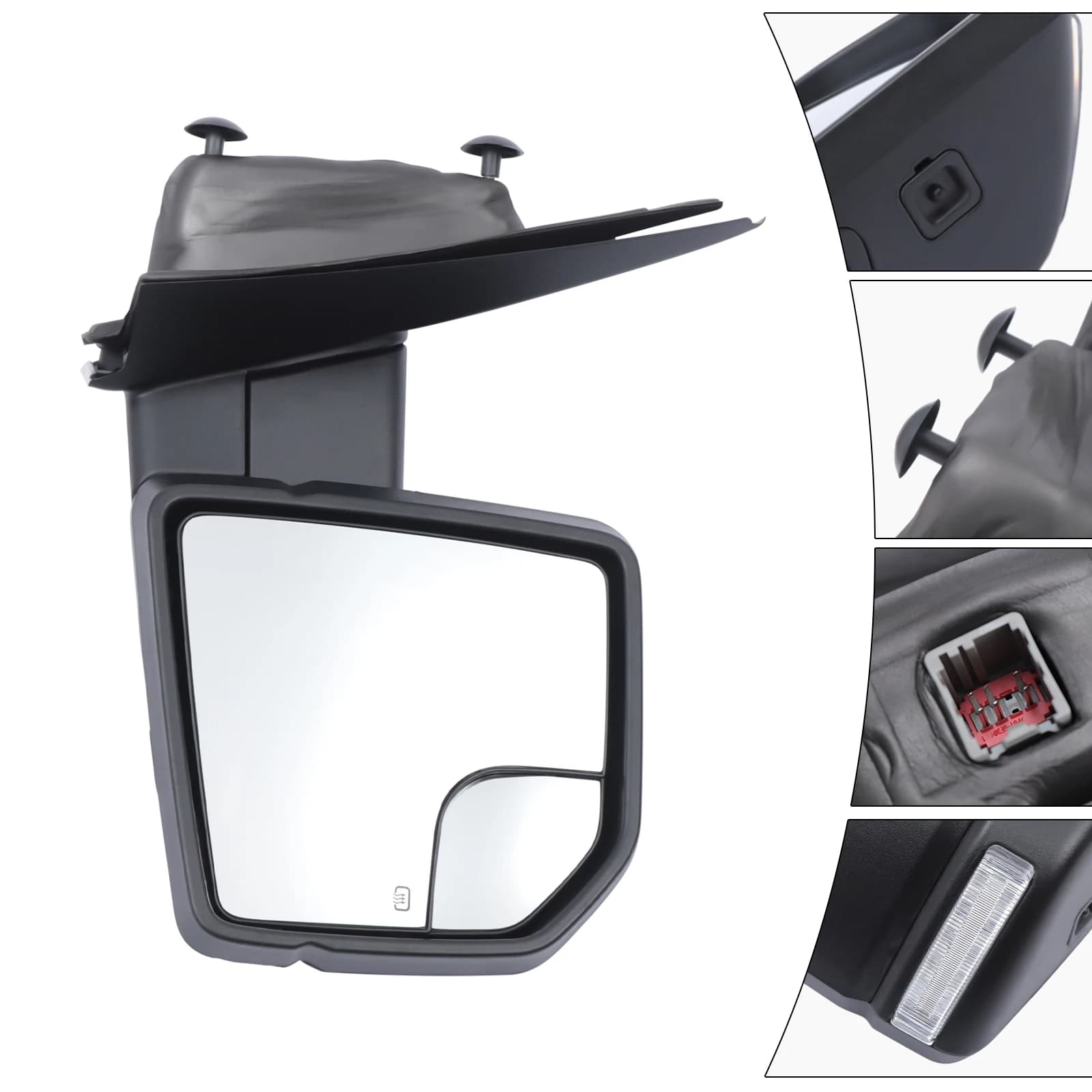 Set Specchietti Retrovisori Sinistro e Destro, Specchietti Laterali Elettrici per Ford F150 2015-2018, Regolazione Elettrica, Ampia Visione, Alloggiamento Nero Sigillato