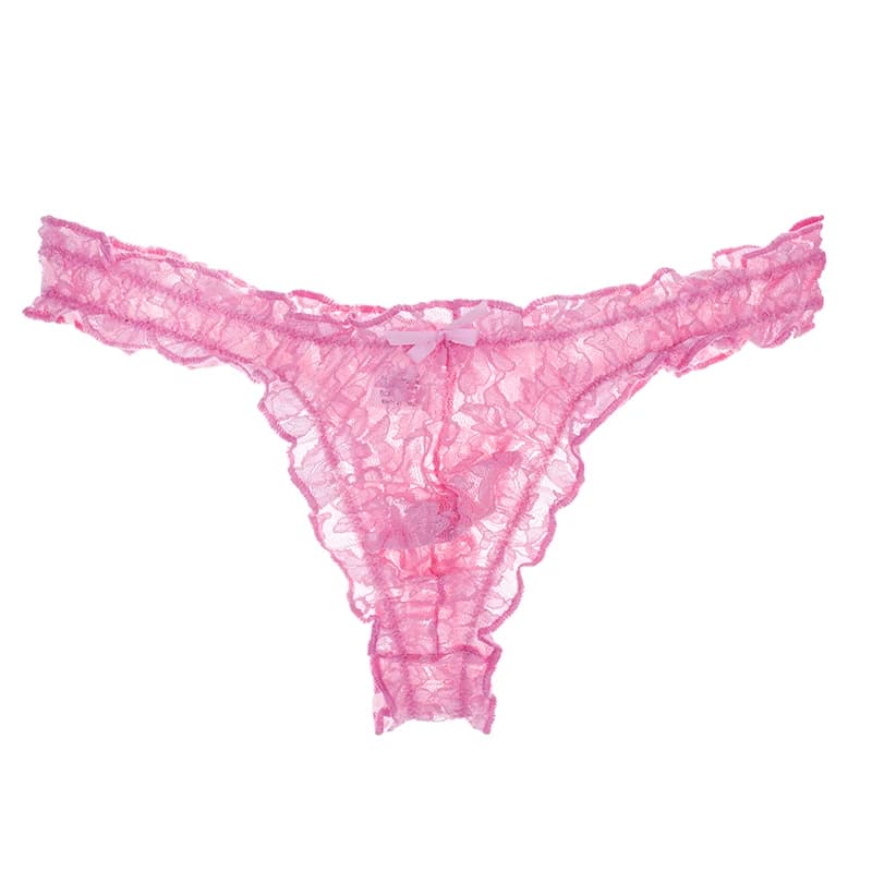 Perizoma e perizoma in pizzo da uomo Intimo sexy Vedi attraverso Tanga Bikini String Mutande maschili trasparenti Mutandine T-back