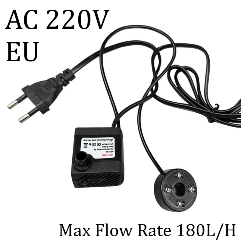 Pompa sommergibile 220V 3W Flusso massimo 180L/H Quattro luci a LED Acquario Serbatoio di pesce Stagno Fontana luminosa Pompa acqua Spina UE