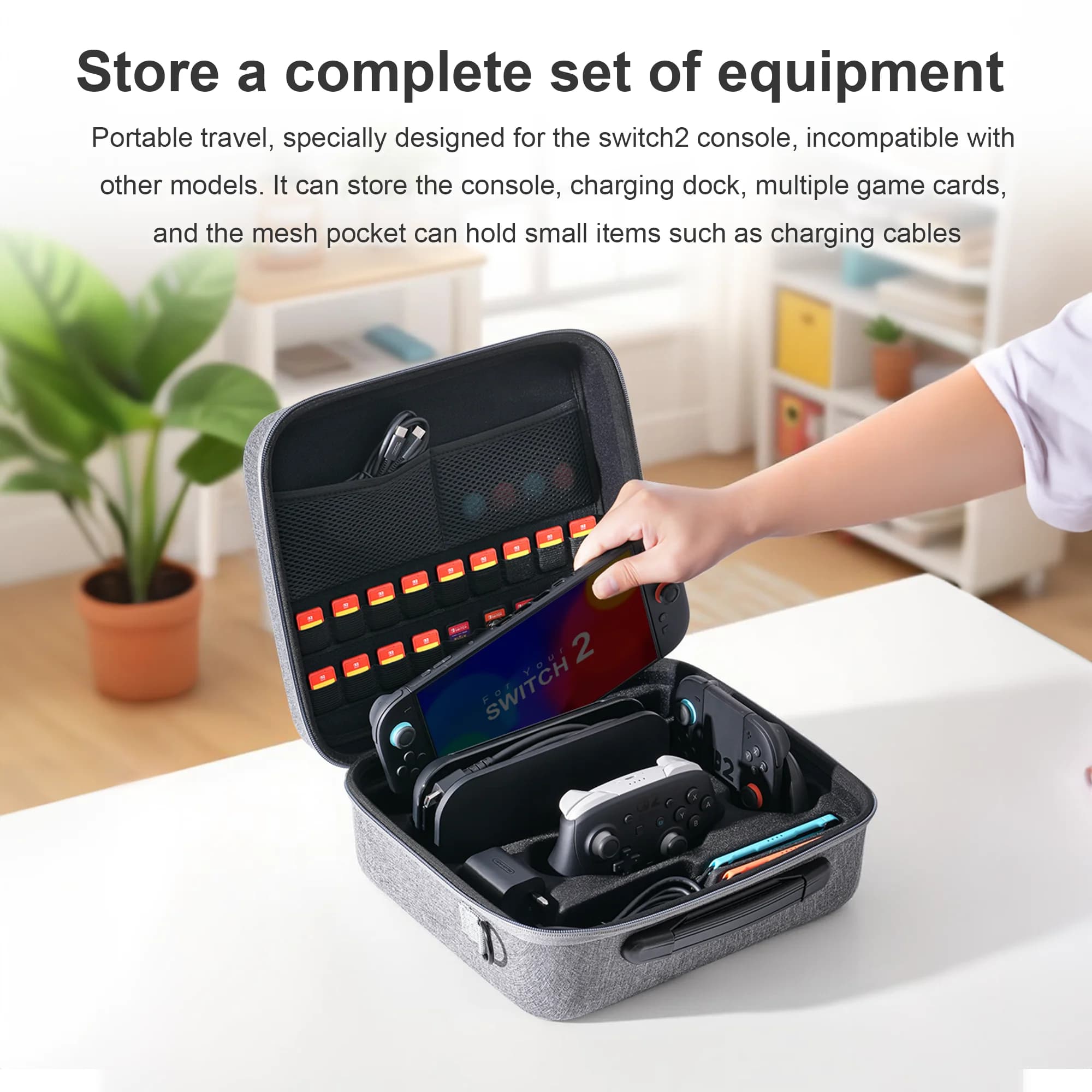 Custodia da Viaggio per Switch 2, Borsa Contenitore Tutto-in-uno Rigida per Console e Accessori di Gioco Nintendo Switch 2