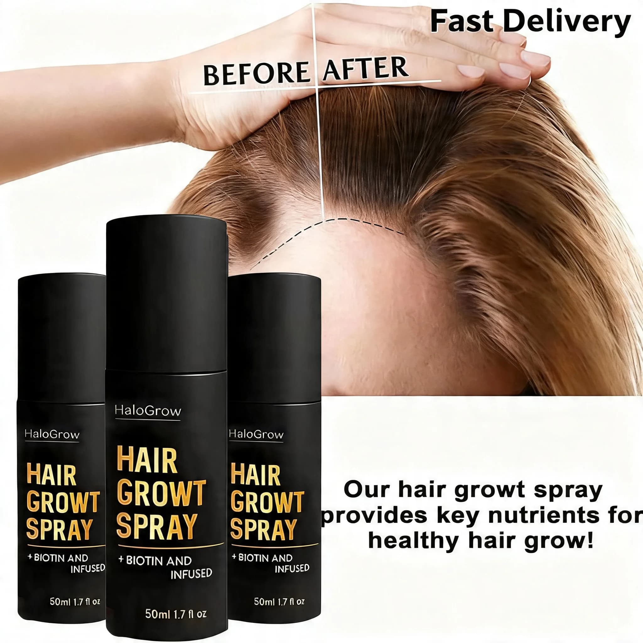 1/2/3 Pezzi Spray per Capelli 50ML con Biotina e Caffeina, Trattamento Avanzato per la Crescita dei Capelli, Riduce la Caduta dei Capelli, Spray Originale allo Zenzero per la Cura dei Capelli