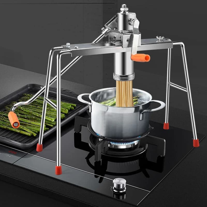 Macchina Manuale Domestica per Fare la Pasta, Tagliapasta per Spaghetti in Acciaio Inox con Pressa Manuale