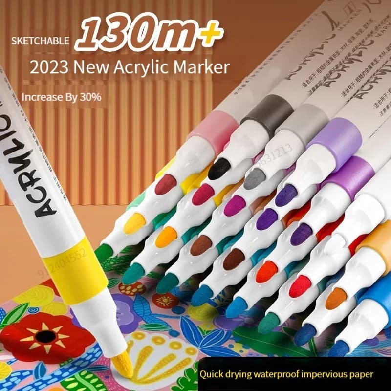12/24/36/48 Colors Acrylic Paint Marker Set Art Markers Painting Pen Graffiti For Stone, Disc, Mobile Phone Case Shoe glass