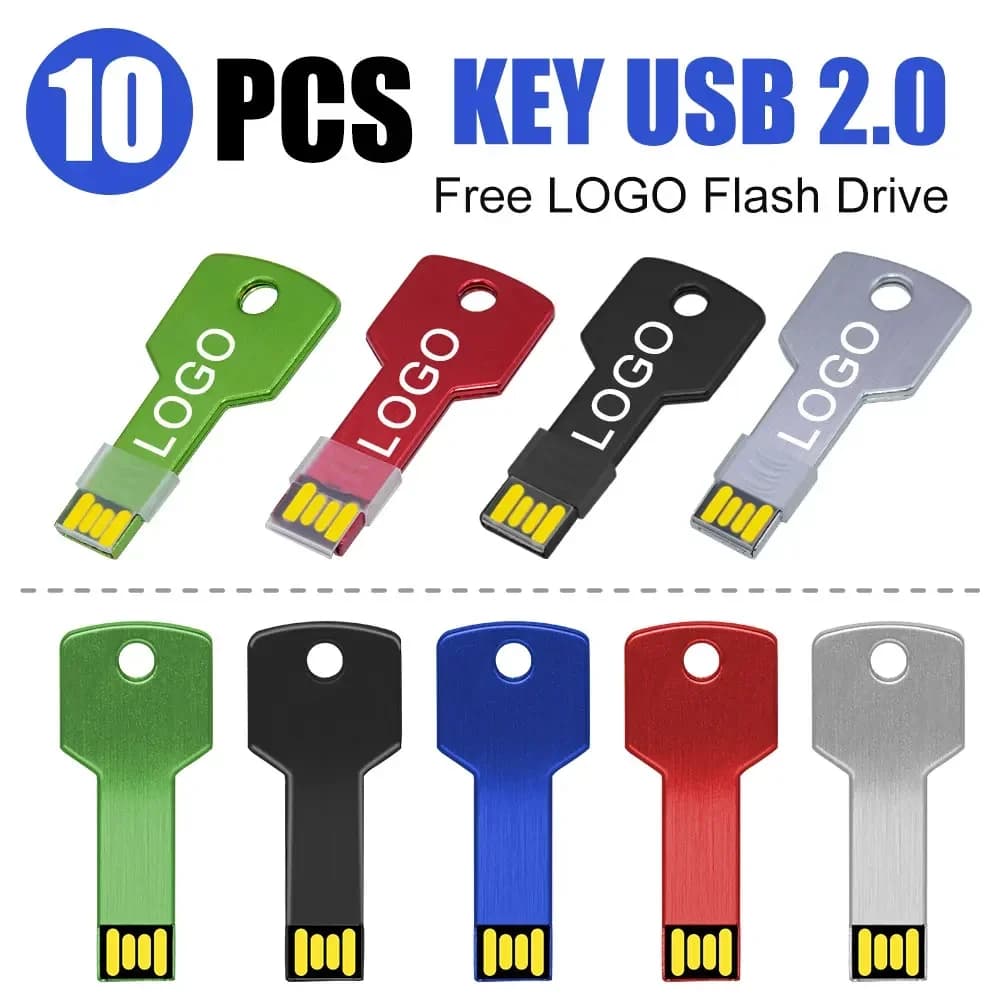 10 Pz/lotto 128GB Metallo USB Flash Drive 16GB Pen Drive 4GB 8GB 32GB Pendrive Memory Stick 64GB USB Stick LOGO Personalizzato Gratuito
