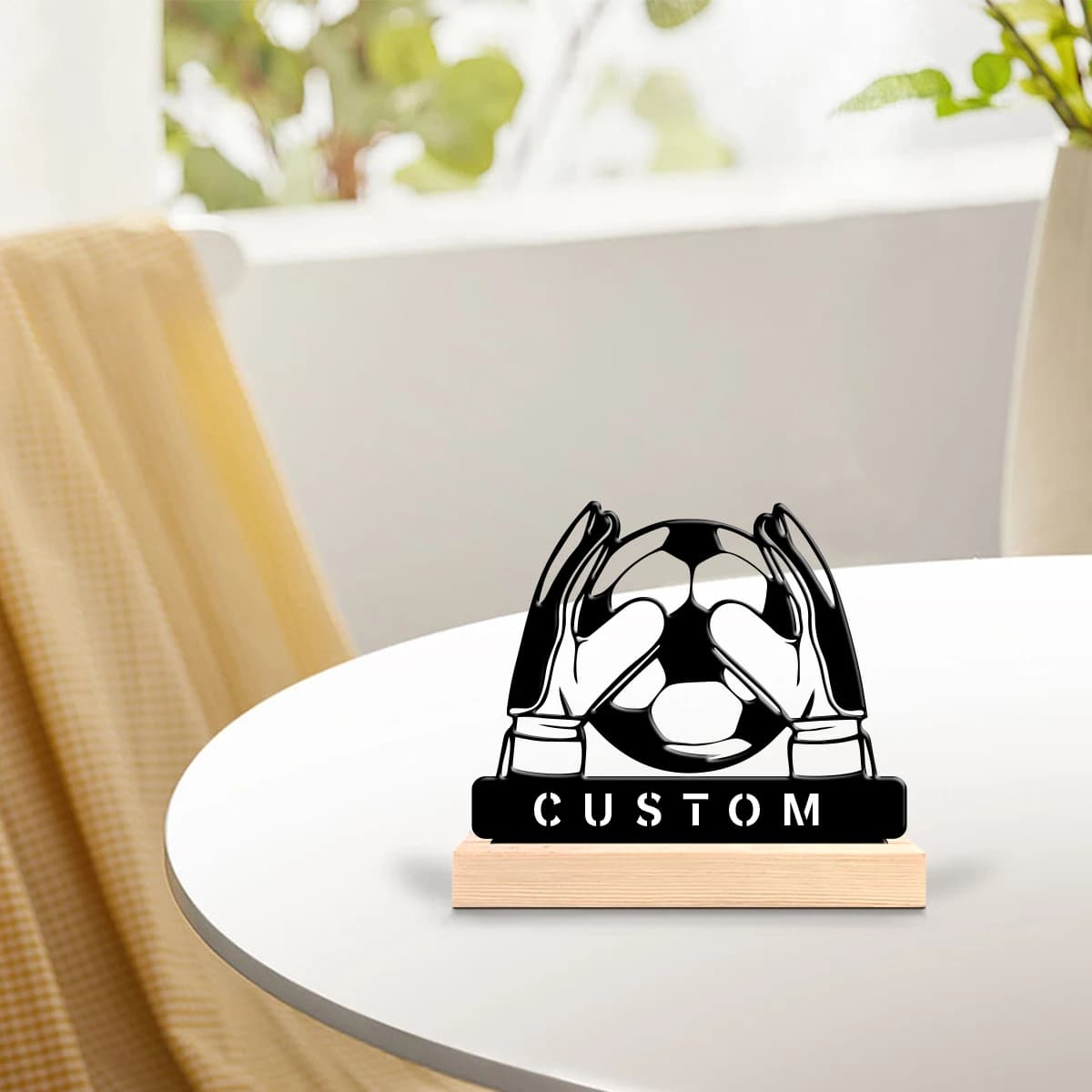 1pc Personalized Metal Artwork Custom Name With Wooden Base Desktop Decorations,Office Decorations