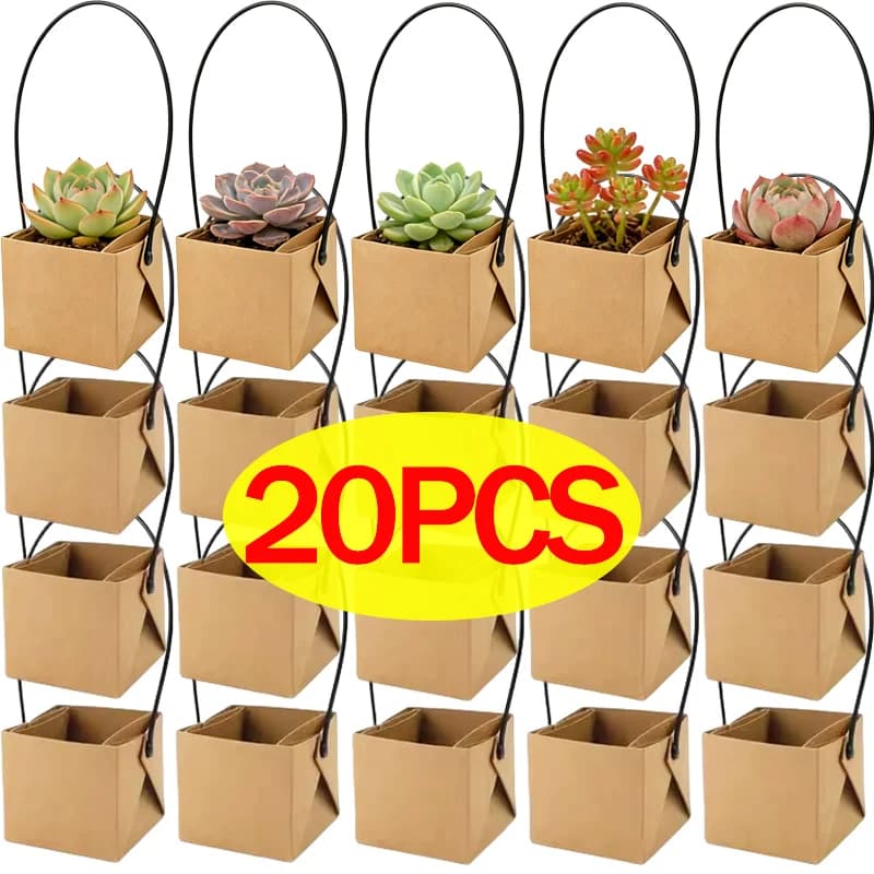 20/5 Pezzi Scatole in Carta Kraft per Piante Grasse in Vaso, Scatole di Carta Portatili, Decorazioni da Tavolo, Sacchetti Regalo, Forniture per Feste Festive