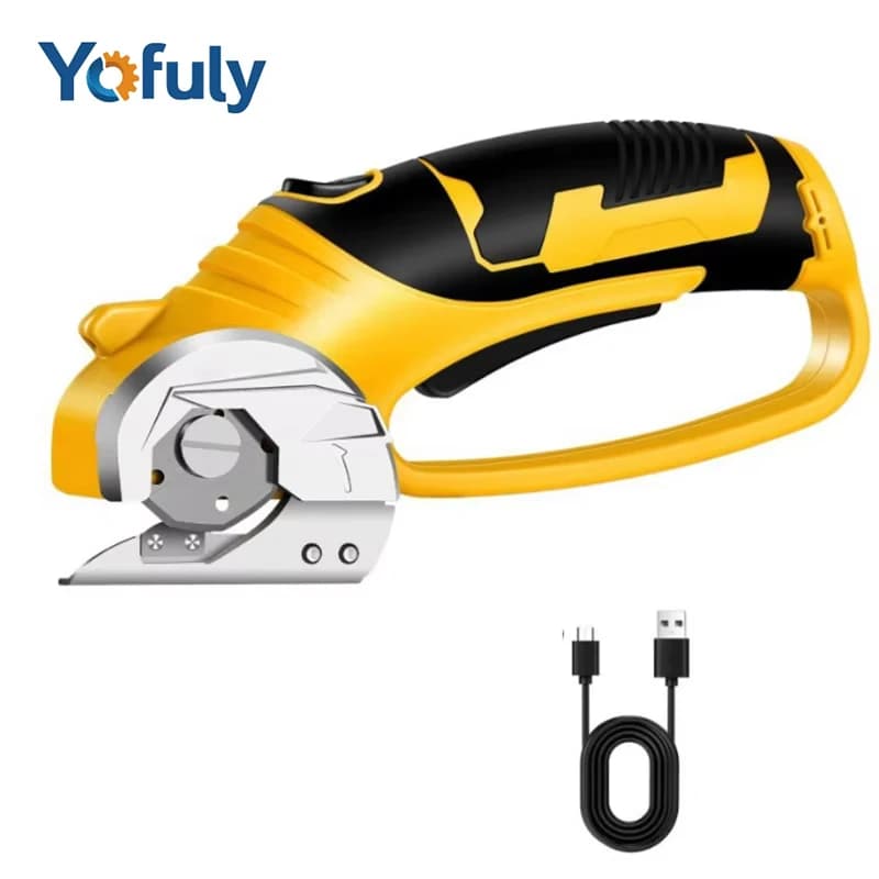 Forbici elettriche a batteria Taglierina rotativa Forbici elettriche ricaricabili per tessuto con scatola di cartone con lama per cucito di tappeti in pelle