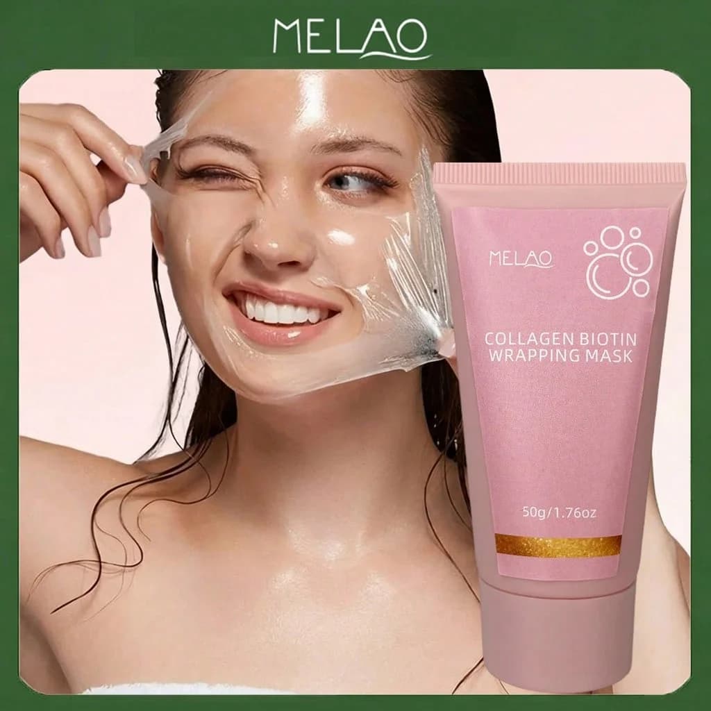 Collagen Biotin Wrapping Mask, MELAO Hydrating Face Mask, Deep Moisture & Nourishing Overnight Mask, Brightens & Firms Skin