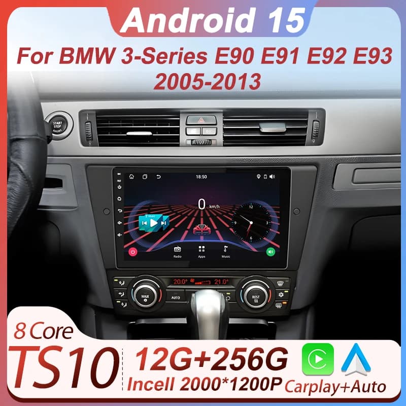 Per BMW Serie 3 E90 E91 E92 E93 2005-2013 Lettore multimediale per auto CarPlay Monitor Schermo Wifi Sistemi per auto intelligenti Navigazione GPS 4G