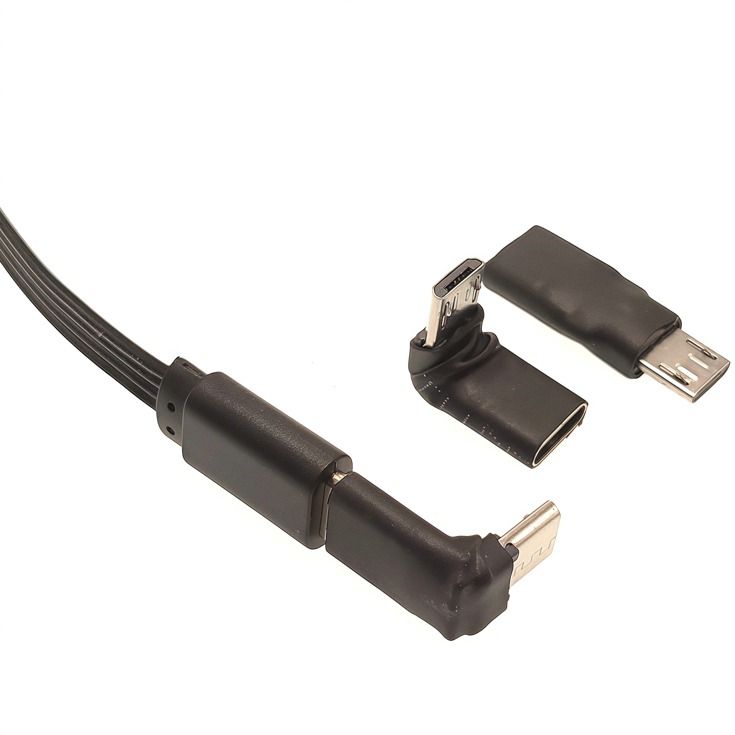 2PCS Micro USB Male to Type C Female Adapter, Resistant to 90 microusb to USBC, Data Converter, Charge Splitter for Phone