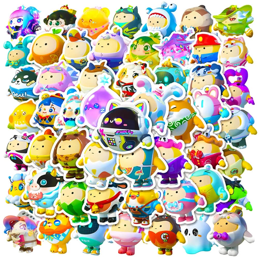 50 Pezzi Adesivi Kawaii Eggy Party, Sticker Cartoon per Bottiglie d'Acqua, Laptop, Valigie, Cover per Telefoni, Adesivi Carini per Giochi e Giocattoli per Bambini