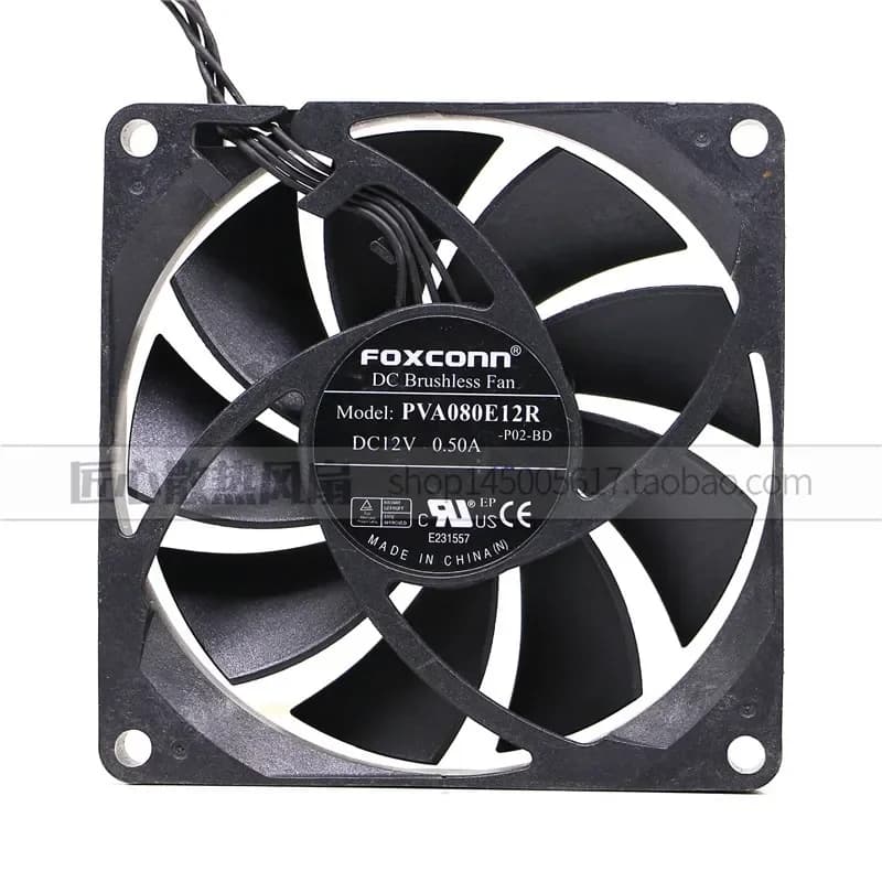 FOXCONN PVA080E12R 12V 0.50A 4-Wire Double Ball Bearing Fan for FOXCONN 8015 8CM
