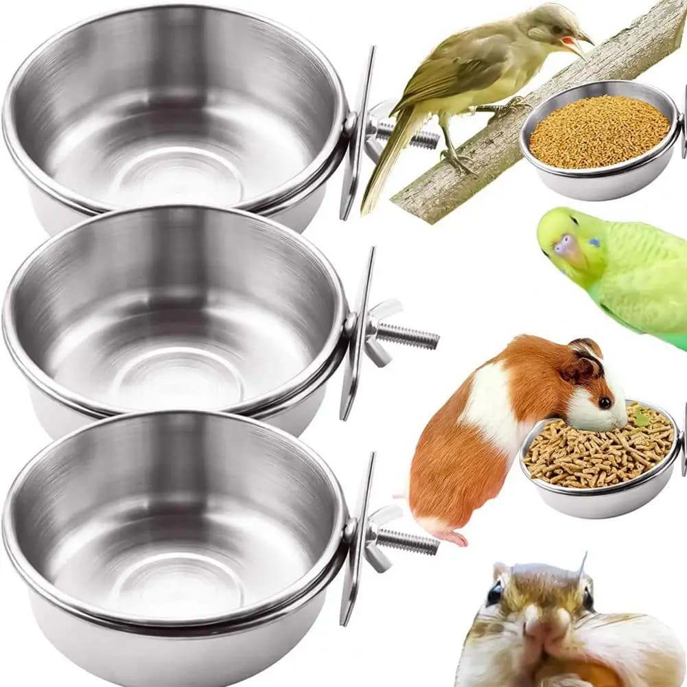Scatola per mangiatoia per uccelli tazze per pappagalli contenitore per ciotole ciotola per mangiatoia per animali domestici in acciaio inossidabile cibo per l'alimentazione dell'acqua accessori per animali domestici