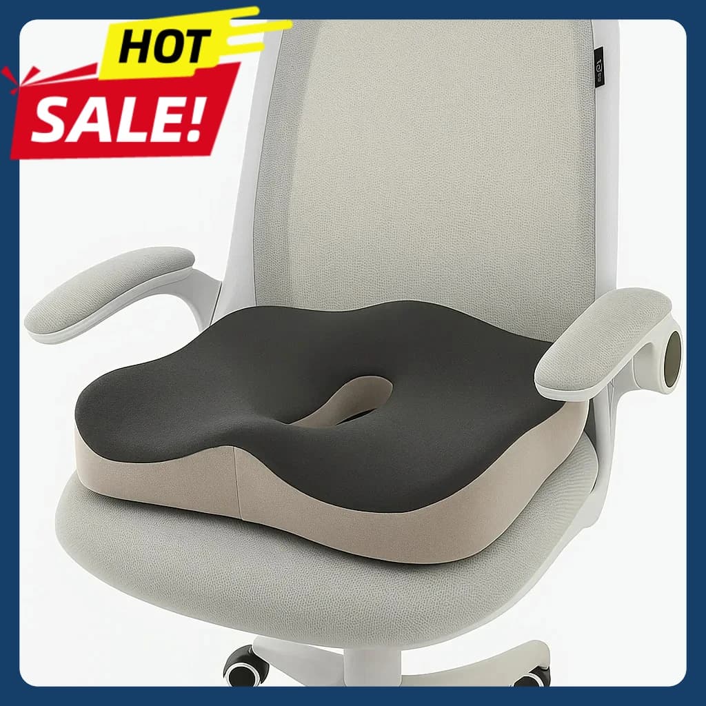 Cuscino per sedile in memory foam - Supporto ergonomico 3D | Verde Chiaro e Grigio, Poliestere Lavabile, Essenziali per Auto/Ufficio, Decorazione per la Casa
